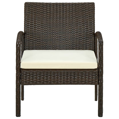 Tuinstoel Met Kussen Poly Rattan Bruin