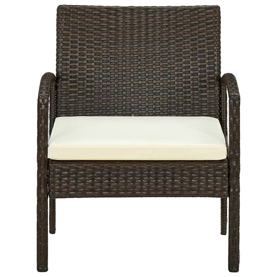 Tuinstoel Met Kussen Poly Rattan Bruin