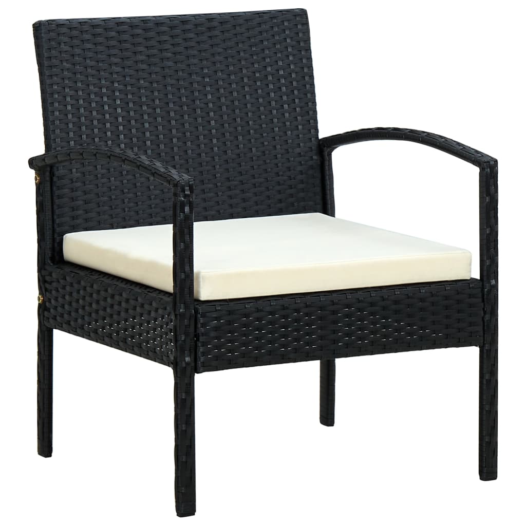 Tuinstoel Met Kussen Poly Rattan Zwart en wit