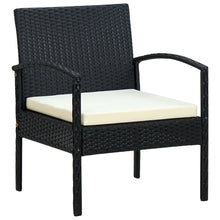 Tuinstoel Met Kussen Poly Rattan Zwart en wit