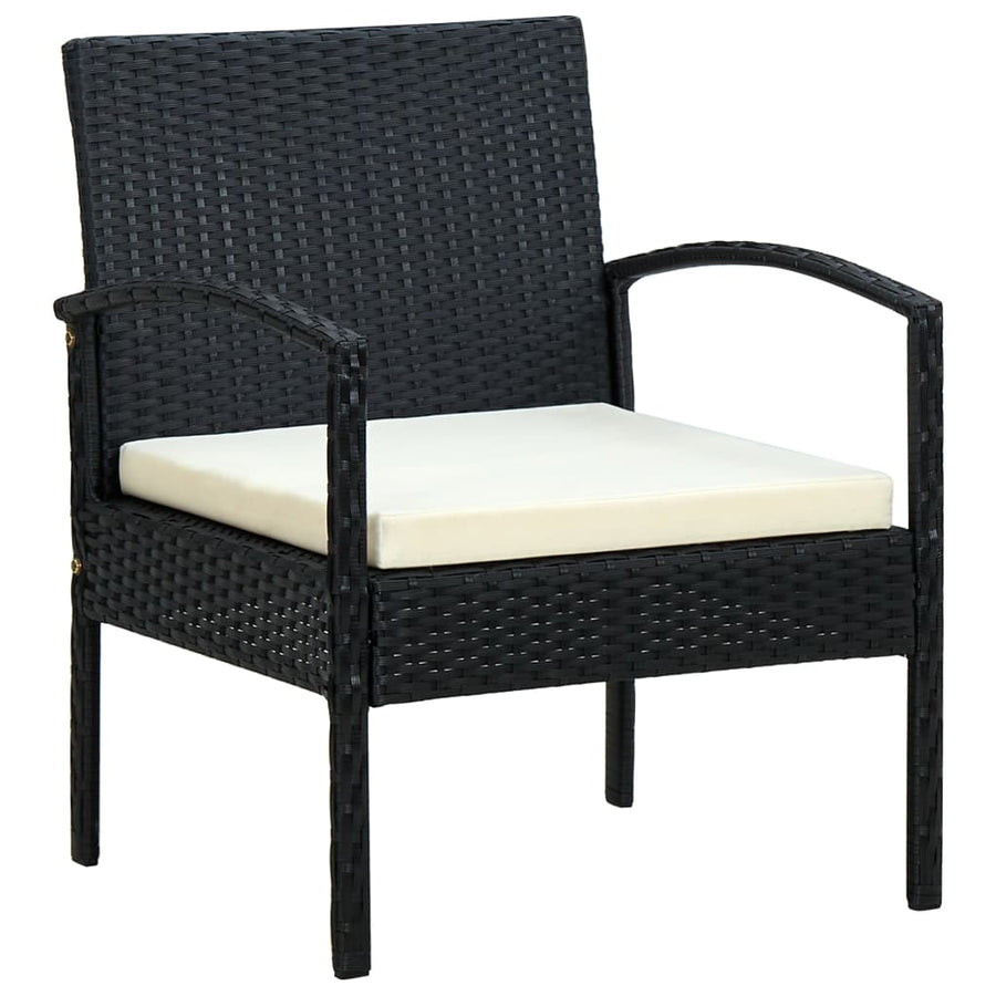 Tuinstoel Met Kussen Poly Rattan Zwart en wit