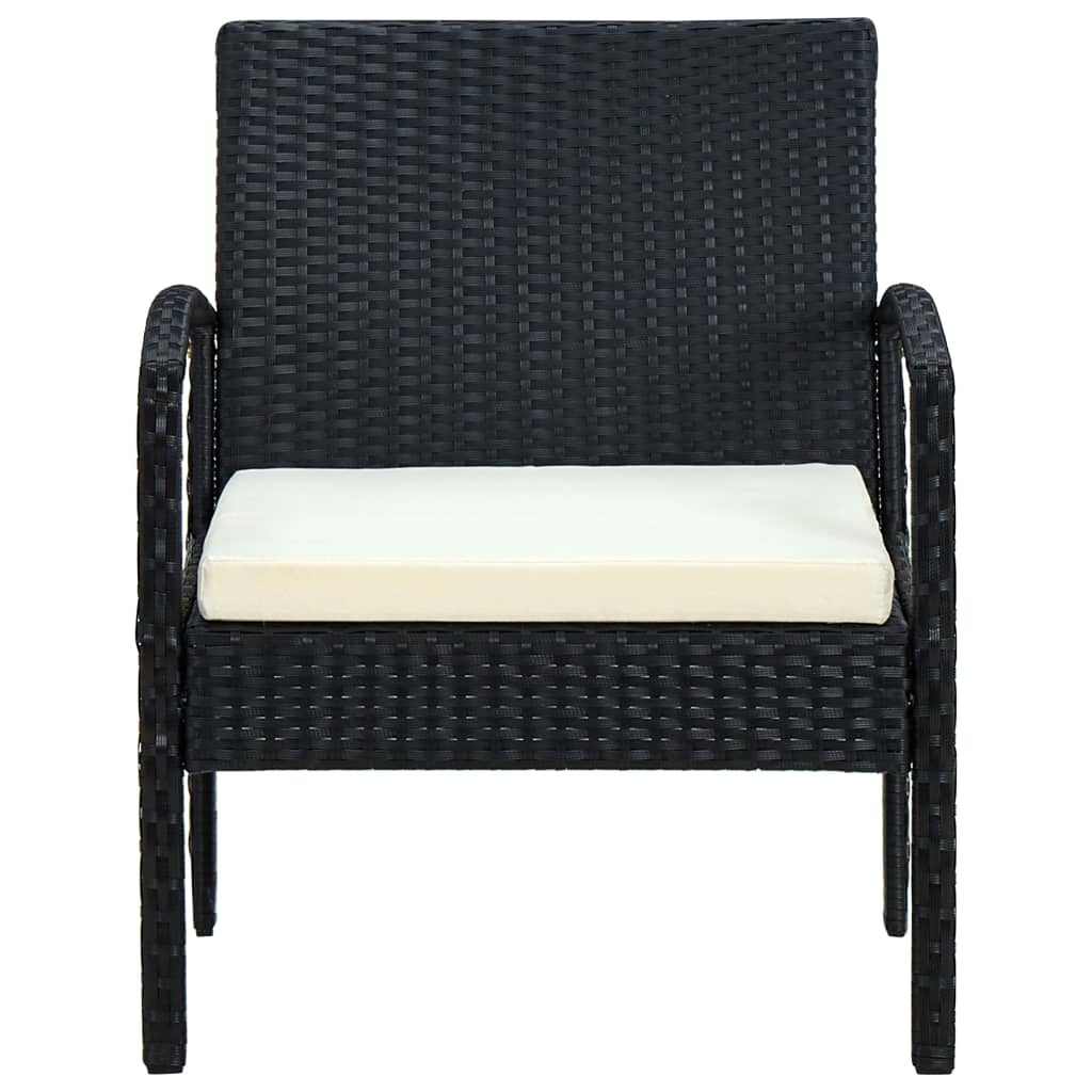 Tuinstoel Met Kussen Poly Rattan Zwart en wit