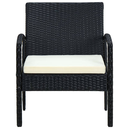 Tuinstoel Met Kussen Poly Rattan Zwart en wit