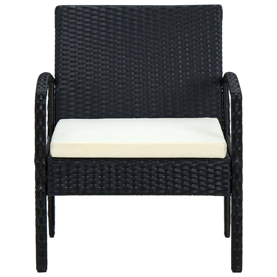 Tuinstoel Met Kussen Poly Rattan Zwart en wit