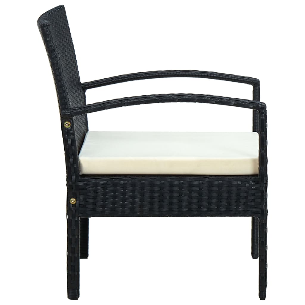 Tuinstoel Met Kussen Poly Rattan Zwart en wit
