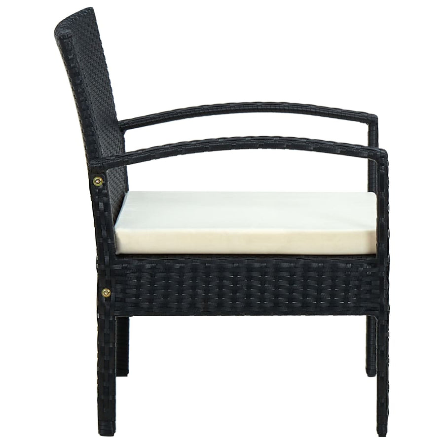 Tuinstoel Met Kussen Poly Rattan Zwart en wit