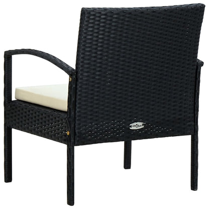 Tuinstoel Met Kussen Poly Rattan Zwart en wit