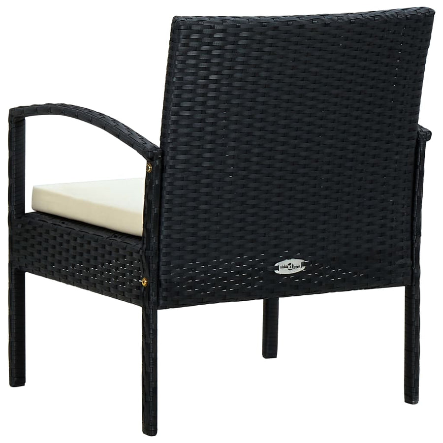 Tuinstoel Met Kussen Poly Rattan Zwart en wit