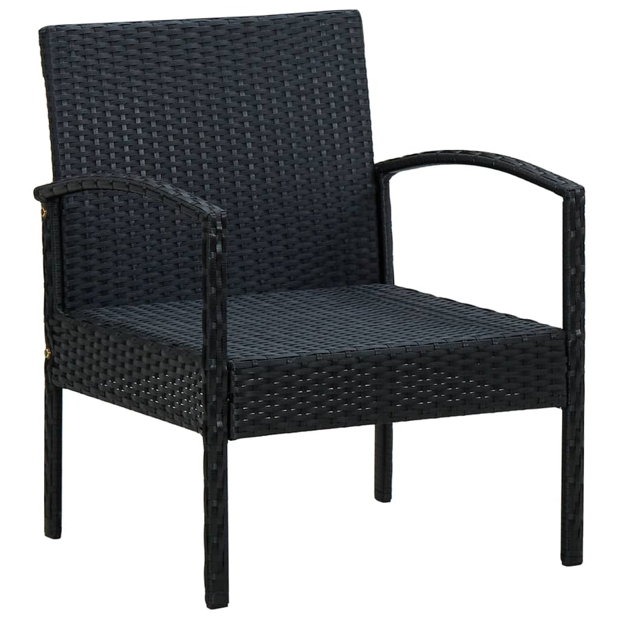 Tuinstoel Met Kussen Poly Rattan Zwart en wit