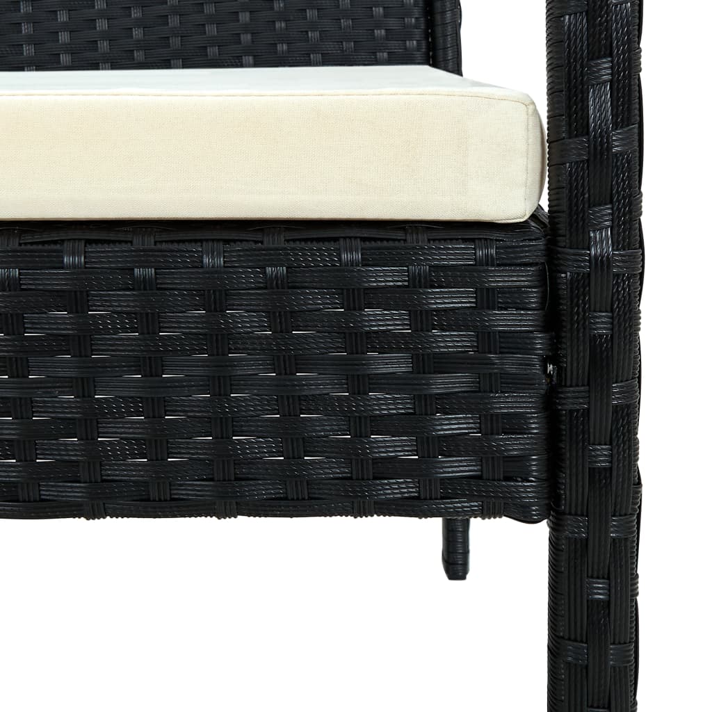 Tuinstoel Met Kussen Poly Rattan Zwart en wit