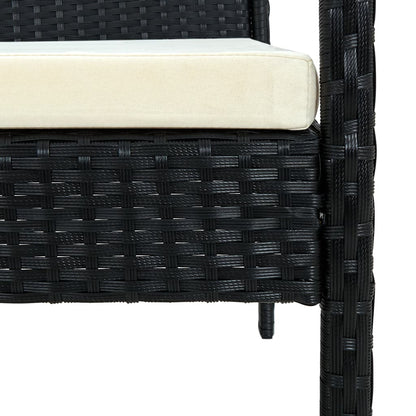 Tuinstoel Met Kussen Poly Rattan Zwart en wit