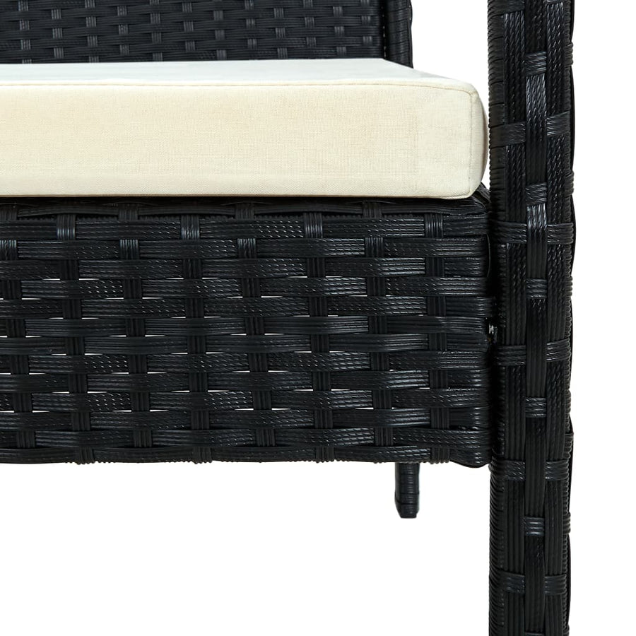 Tuinstoel Met Kussen Poly Rattan Zwart en wit