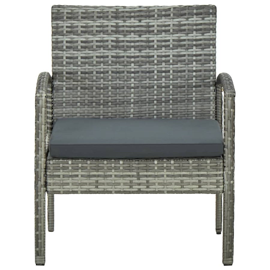 Tuinstoel Met Kussen Poly Rattan Grijs