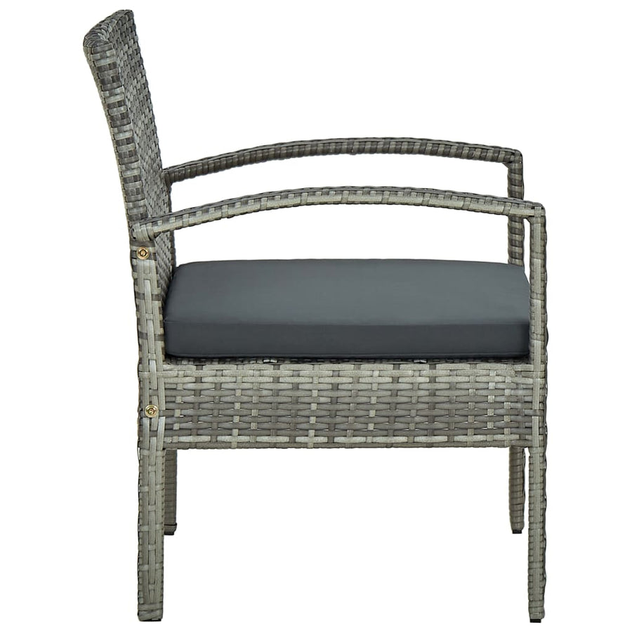 Tuinstoel Met Kussen Poly Rattan Grijs