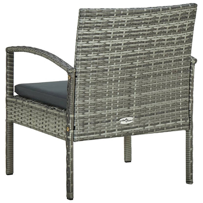 Tuinstoel Met Kussen Poly Rattan Grijs
