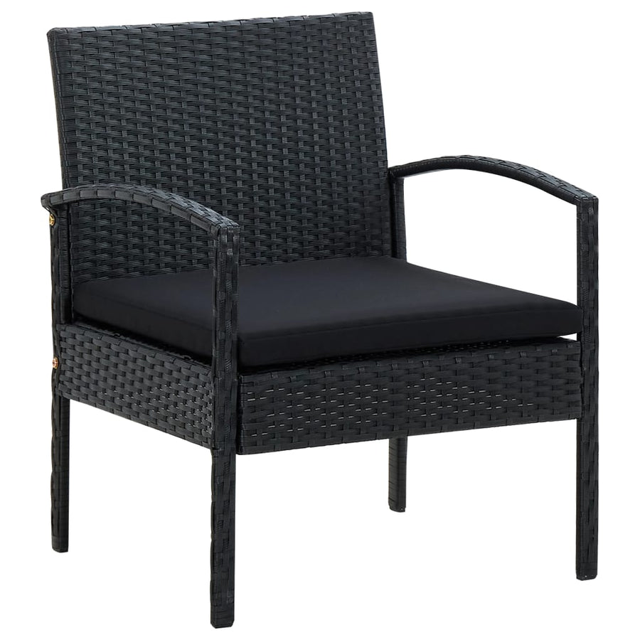 Tuinstoel Met Kussen Poly Rattan Zwart