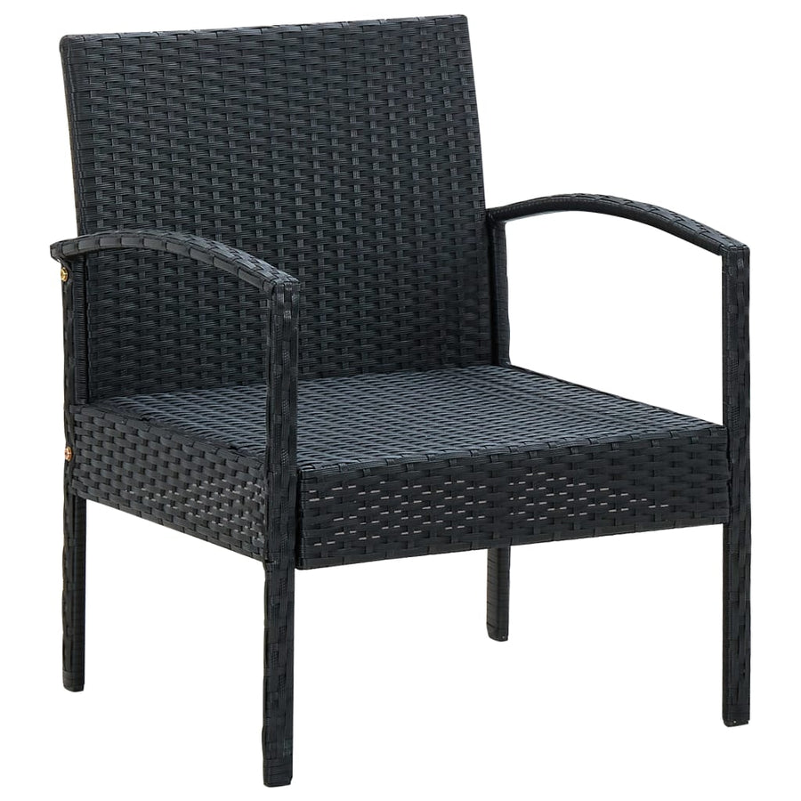 Tuinstoel Met Kussen Poly Rattan Zwart