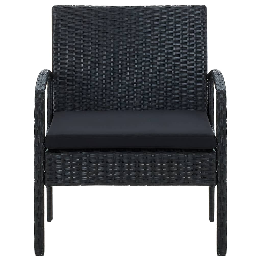 Tuinstoel Met Kussen Poly Rattan Zwart