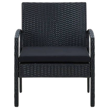 Tuinstoel Met Kussen Poly Rattan Zwart