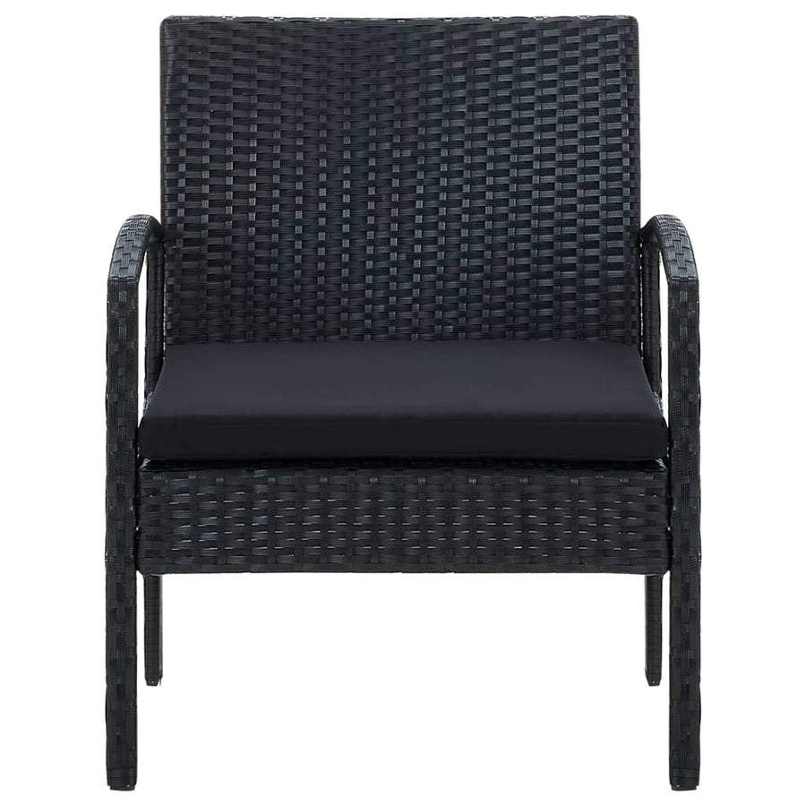Tuinstoel Met Kussen Poly Rattan Zwart