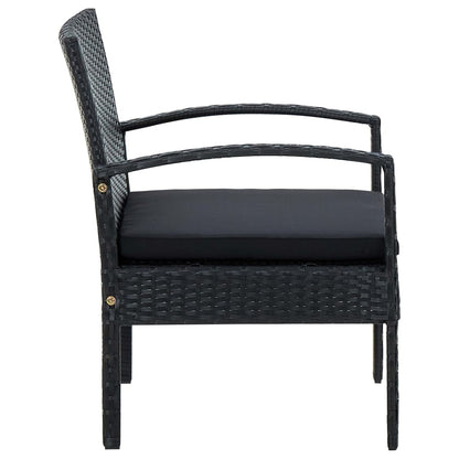 Tuinstoel Met Kussen Poly Rattan Zwart