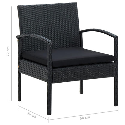 Tuinstoel Met Kussen Poly Rattan Zwart