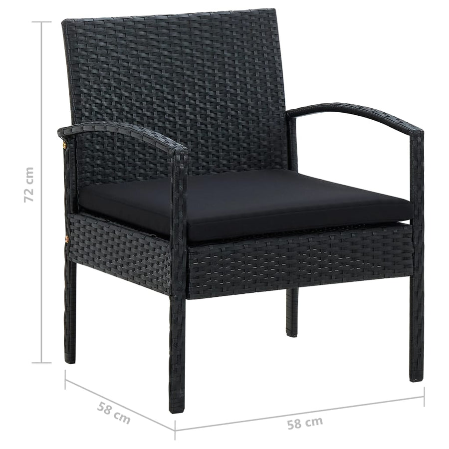 Tuinstoel Met Kussen Poly Rattan Zwart