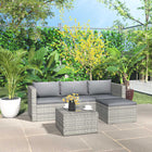 3-Delige Loungeset Met Kussens Poly Rattan Grijs