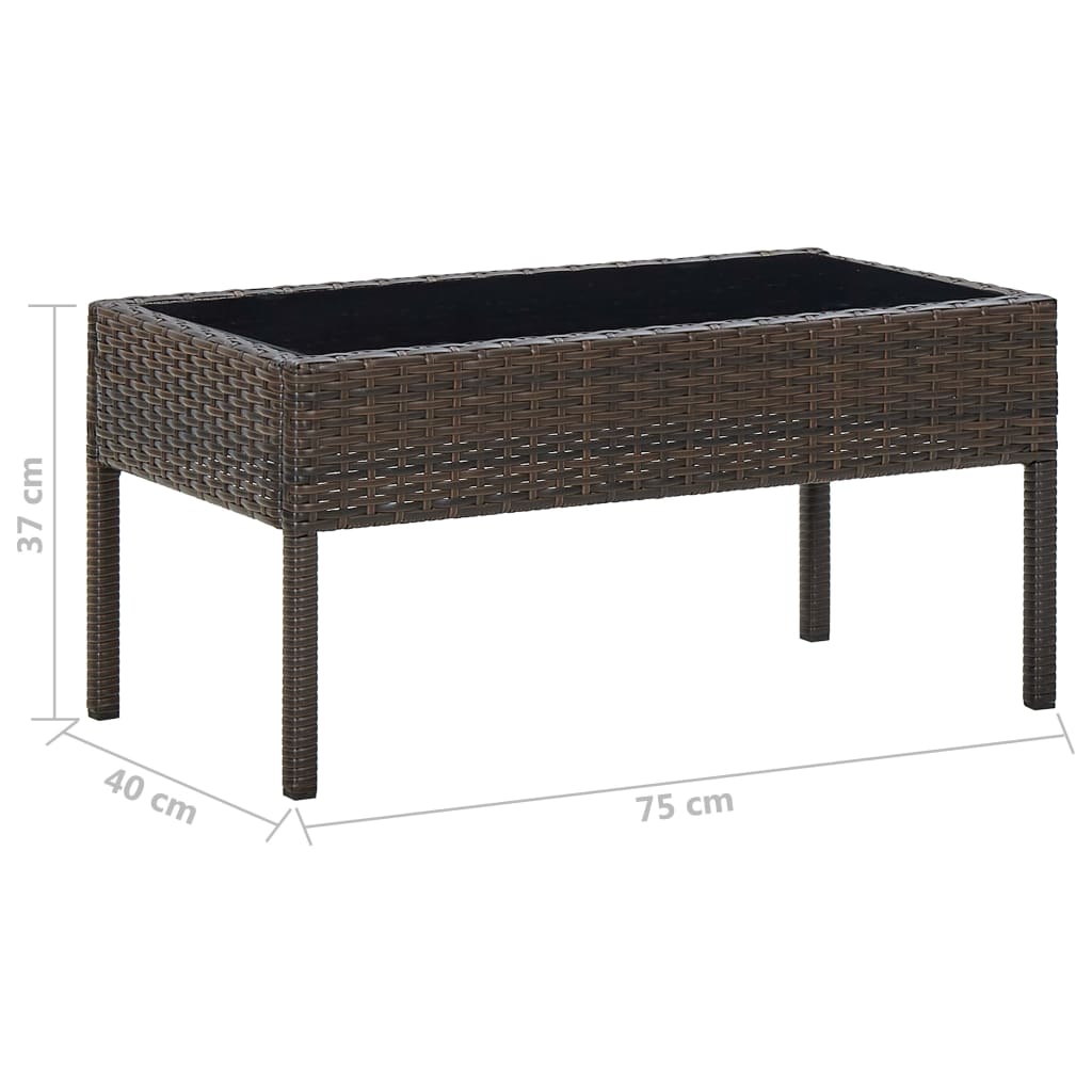 Tuintafel 75X40X37 Cm Poly Rattan Bruin