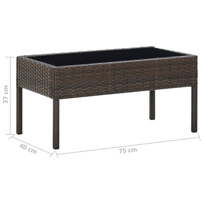 Tuintafel 75X40X37 Cm Poly Rattan Bruin