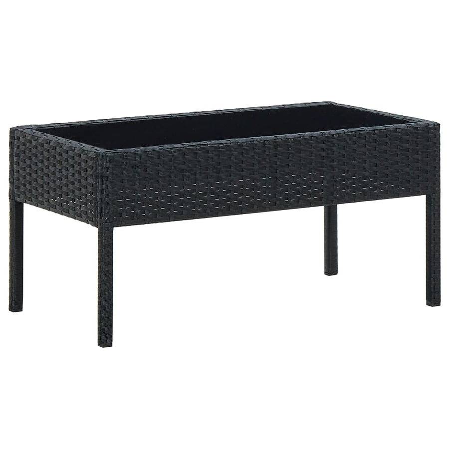 Tuintafel 75X40X37 Cm Poly Rattan Zwart