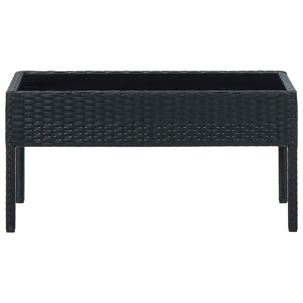 Tuintafel 75X40X37 Cm Poly Rattan Zwart