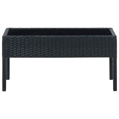 Tuintafel 75X40X37 Cm Poly Rattan Zwart