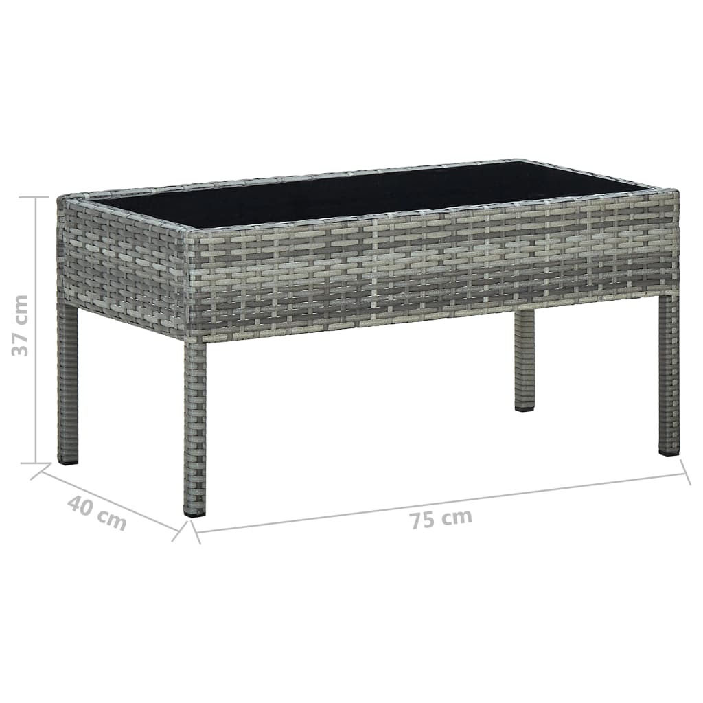 Tuintafel 75X40X37 Cm Poly Rattan Grijs