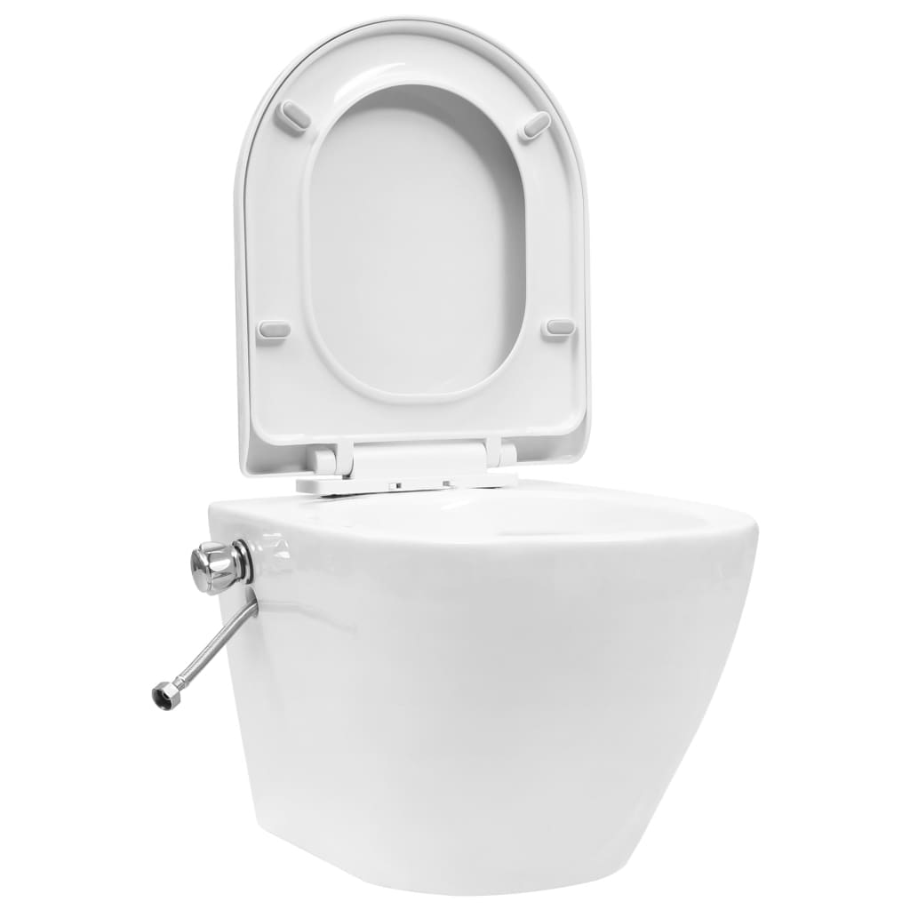 Hangend Toilet Randloos Met Bidetfunctie Keramiek Wit