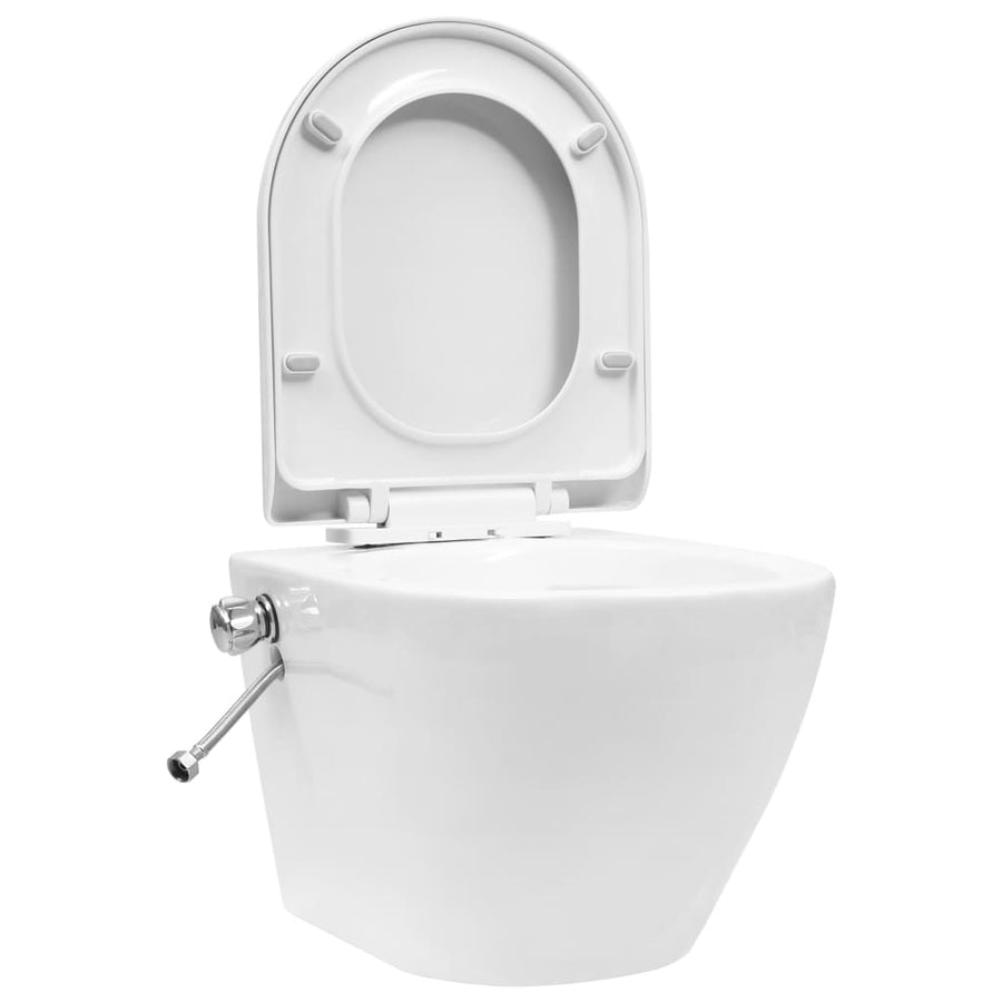 Hangend Toilet Randloos Met Bidetfunctie Keramiek Wit
