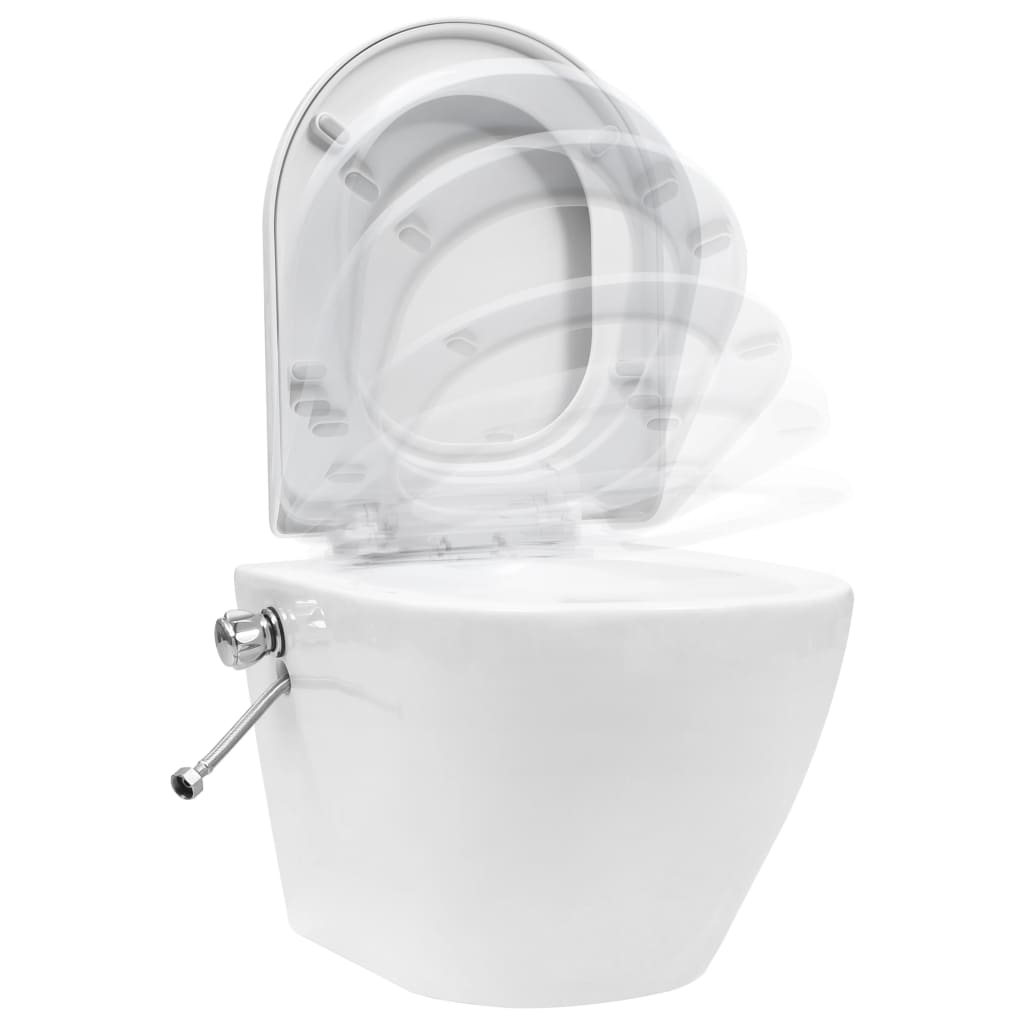 Hangend Toilet Randloos Met Bidetfunctie Keramiek Wit