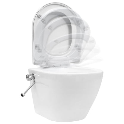 Hangend Toilet Randloos Met Bidetfunctie Keramiek Wit