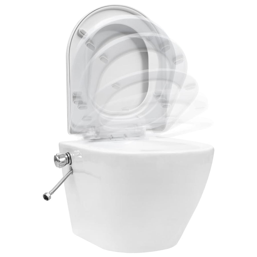 Hangend Toilet Randloos Met Bidetfunctie Keramiek Wit