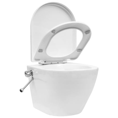 Hangend Toilet Randloos Met Bidetfunctie Keramiek Wit