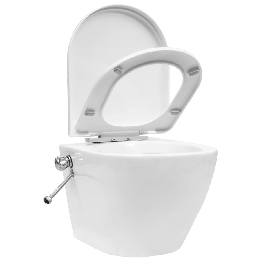 Hangend Toilet Randloos Met Bidetfunctie Keramiek Wit