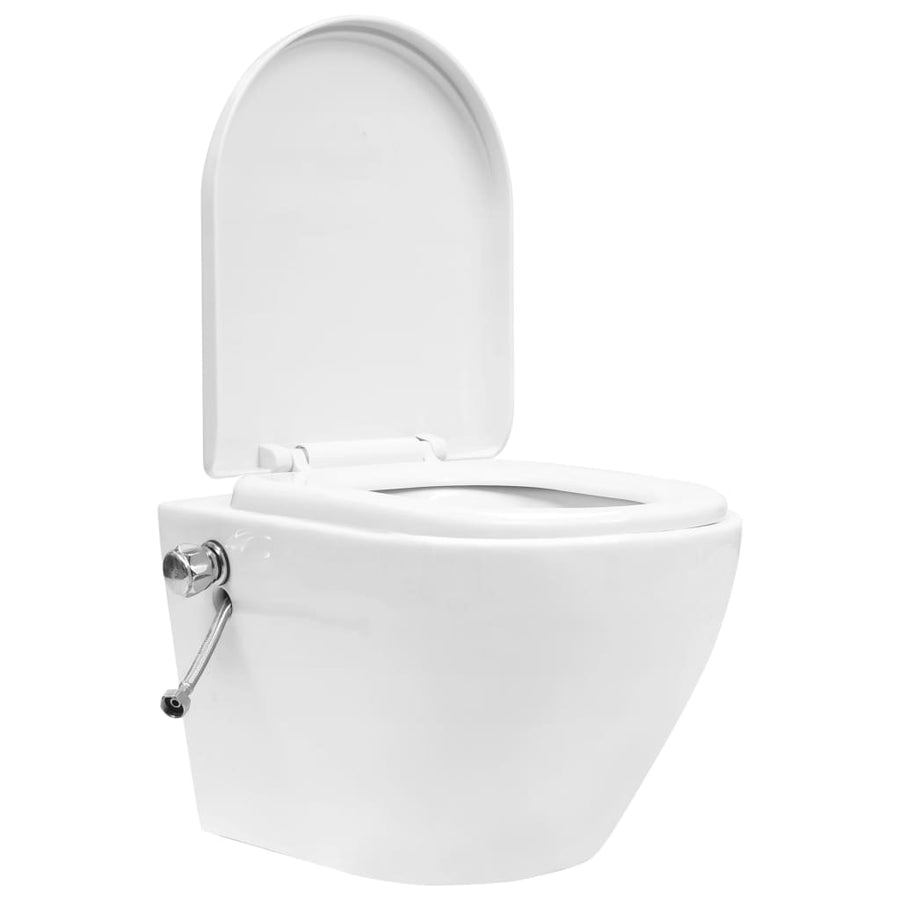 Hangend Toilet Randloos Met Bidetfunctie Keramiek Wit