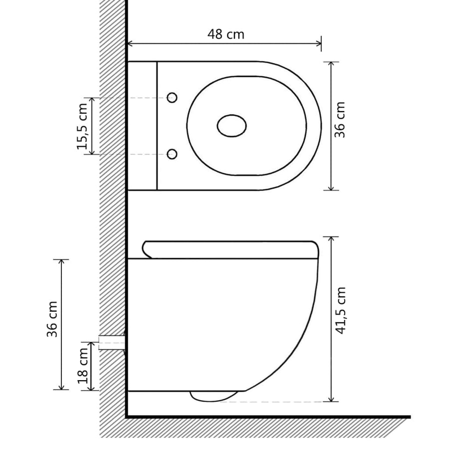 Hangend Toilet Randloos Met Bidetfunctie Keramiek Wit