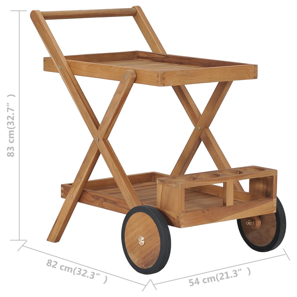 Theewagen massief teakhout