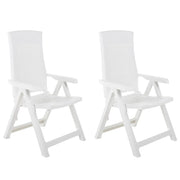 Tuinstoelen 2 st kunststof wit verstelbaar