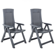 Tuinstoelen 2 stuks verstelbaar kunststof antraciet