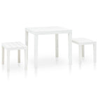Garden table with 2 benches plastic white