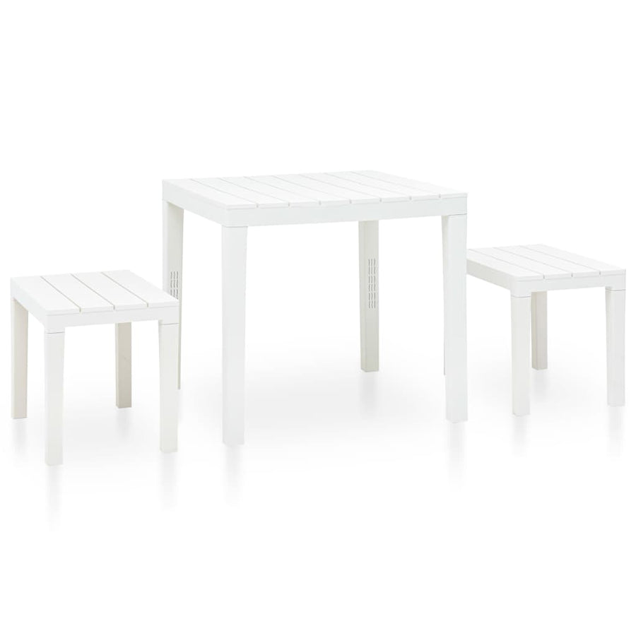 Tuintafel Met 2 Banken Kunststof Wit