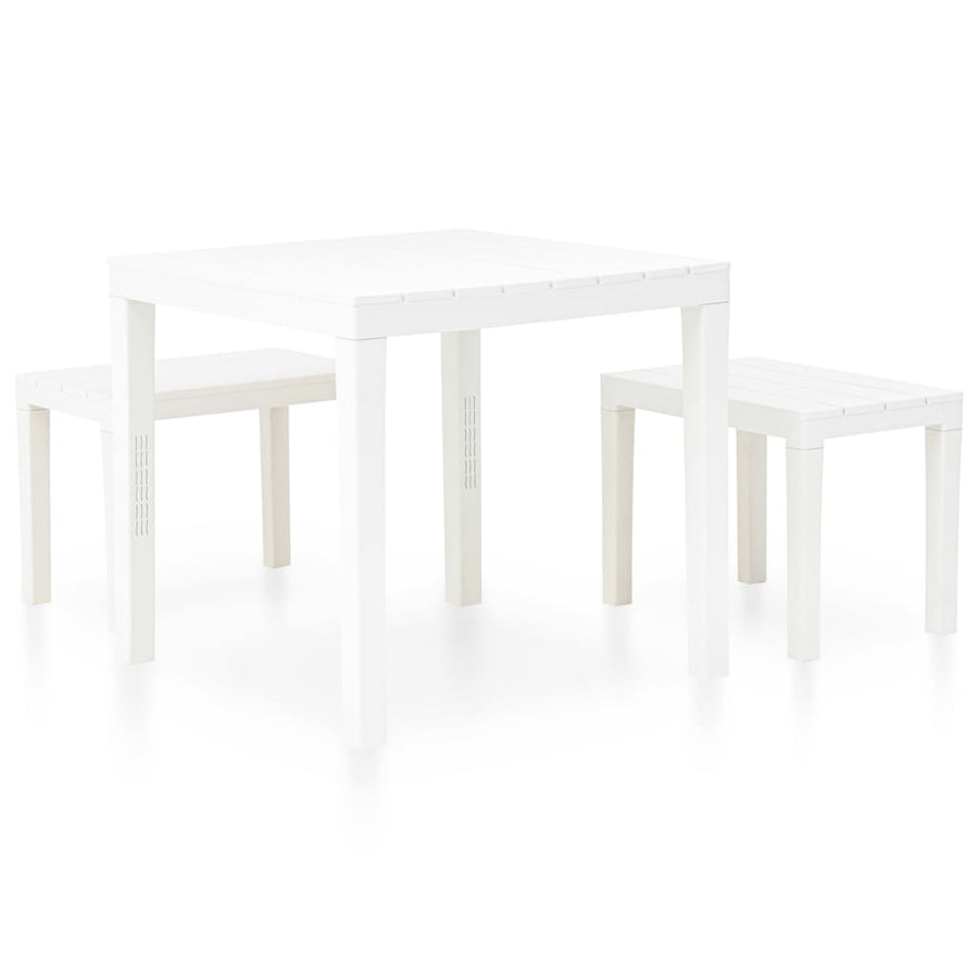 Tuintafel Met 2 Banken Kunststof Wit