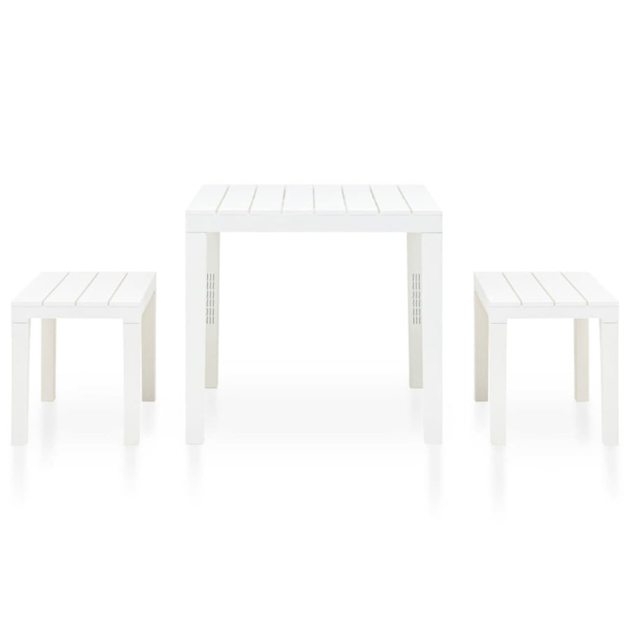 Tuintafel Met 2 Banken Kunststof Wit